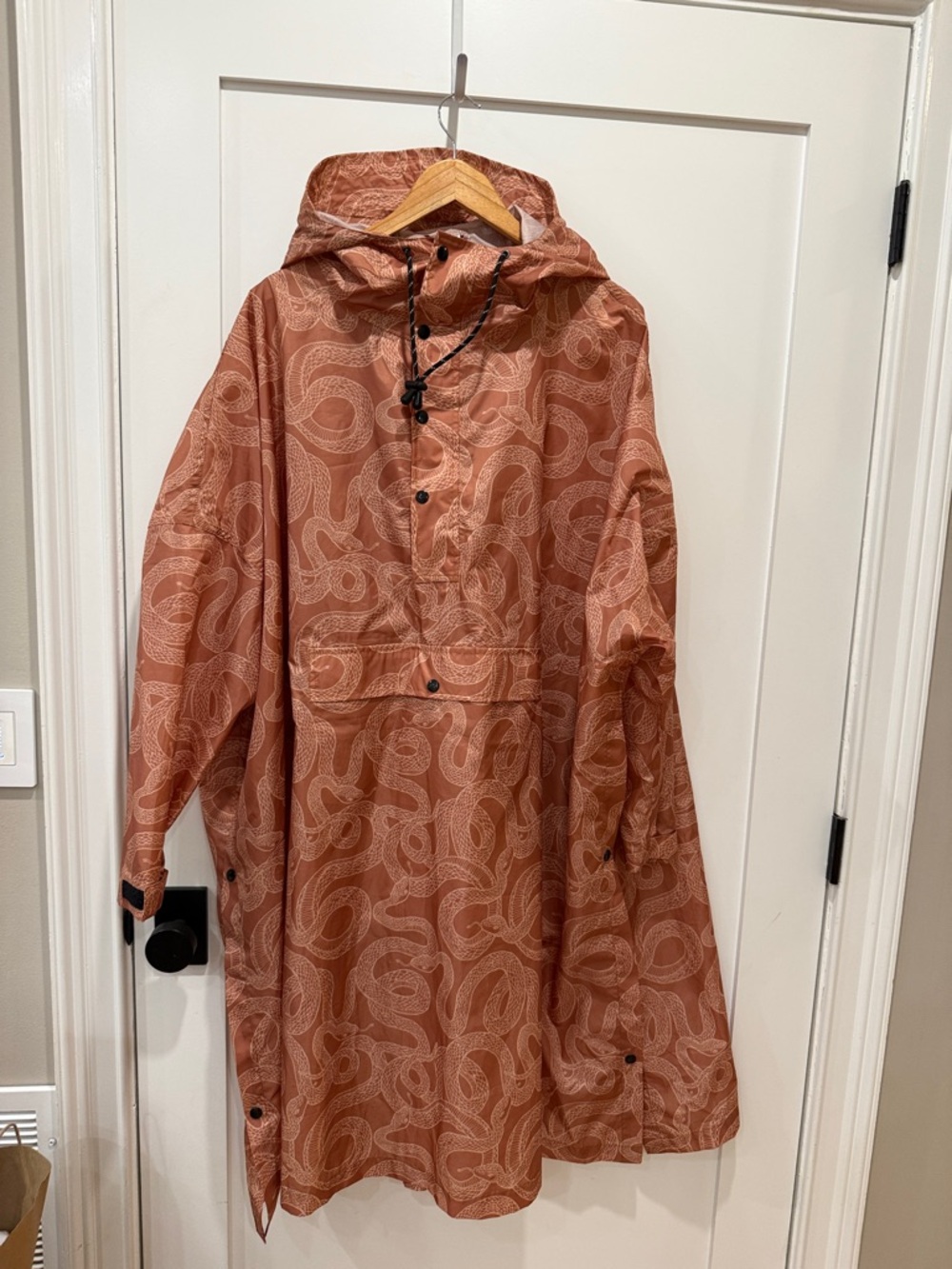 Rust Patterned Hooded Trench Coat - Unbranded